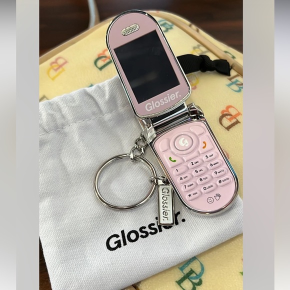 Glossier Accessories - Glossier LA Exclusive Flip Phone Mirror Keychain/Keyring (In Dust Bag) Brand New